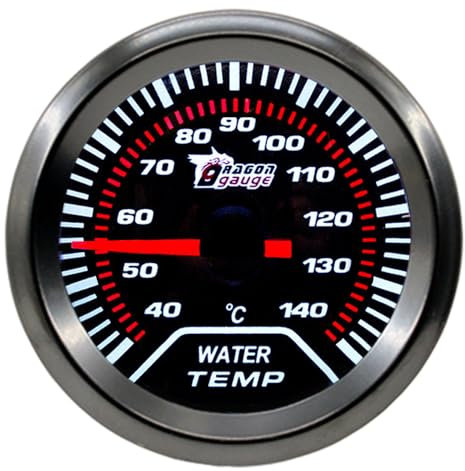 ETOPARS Universale Auto Acqua Temperatura Manometro 2 Pollici 52mm Temperatura dell'Acqua Misuratore 40-140 Celsius Acqua Puntatore Indicatore Calibro Bianco Luce Temperatura Strumenti