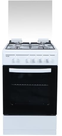 Svan Cocina de Gas Butano con Horno Gas 55 Litros Blanco SKG4500. 4 Zonas de Cocinado, Horno con Grill,Kit Conversión Gas Natural, Acabado en Esmalte Blanco