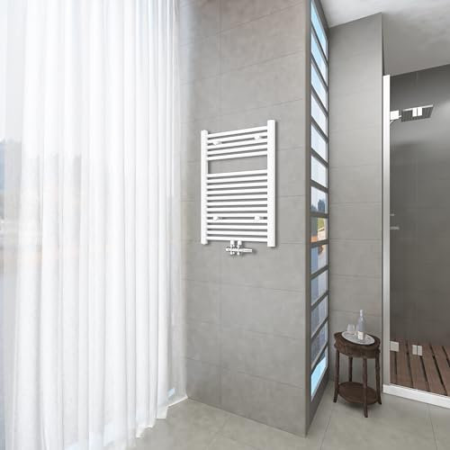 Acezanble Heizkörper Badheizkörper 800 x 600 mm Weiß Handtuchwärmer hantuchtrokner Mittelanschluss