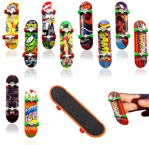 Ormromra Finger Skateboards, 9 Stück Fingerboard Set, Mini Fingerskateboards, Professionelles Finger Spielzeug, Mini-Skateboard Set für Kinder, Mitgebsel, Kindergeburtstag Geschenk (Muster Zufällige)