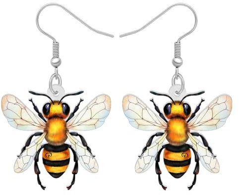 RAIDIN Acryl süße Biene baumeln Ohrringe für Damen Mädchen Kinder Anime Insekt Honigbiene baumelnden Schmuck Geschenke für Party Charms (Gelb)