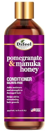 Difeel Granatapfel & Manuka-Honig sulfatfreie Spülung, 340 ml, für trockenes, geschädigtes Haar, entwirrender Conditioner für lockiges Haar