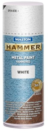 Maston Hammer – Metallfarbe – Weiß – Hammerschlaglack – Sprühfarbe – 400 ml