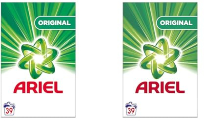 Ariel Lessive Poudre, 39 Lavages, Original, Élimine Les Taches Incrustées, Même Après 7 Jours, Impeccable Même En Cycle Court Et À Froid, Fabriqué En France (Lot de 2)