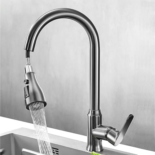Mitigeur d'évier deCuisine avec Pulvérisateur Extractible, Structure En Laiton, Tête de Pulvérisation Pivotante à 360°, Robinet Multifonction Pour Cuisine À Domicile, Évier De Ferme, Camping-Car, Etc