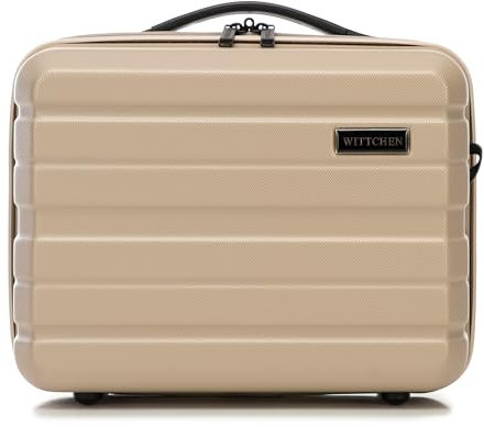 WITTCHEN Necessaire da viaggio Custodia per cosmetici Valigia da viaggio Bagaglio a Mano Valigia Cabina Valigia in ABS Borsa da Toilette Rigido Comodo Line Beige