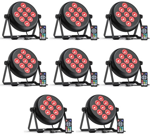 Rtktoup 8PCS RGBW LED Par Scheinwerfer, 9 LED Par Strahler DMX 5/8CH mit Fernbedienung und 4 Steuermodi, Discolicht Bühnenlicht für DJ Disco Bar Party Hochzeit Weihnachten Haloween