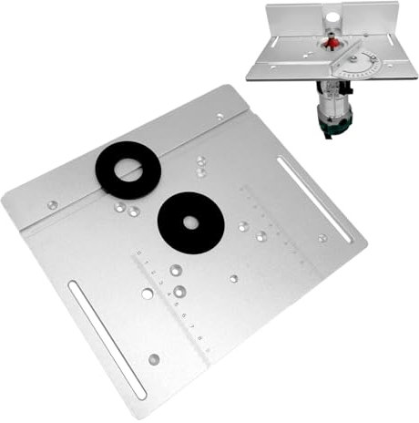 JDQTPOET 2 in 1 Router Table Insert Plate, Aluminum Alloy Flip Board for Woodworking Bench, Milling Trimming Machine, Silver