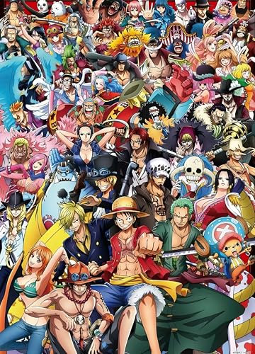 OLFTR One Piece Manga 5D Diamond Painting Set,DIY 5D Diamond Painting Kit,Home Wall Painting Decor,Cross Stitch Diamond Decoration 30x40CM