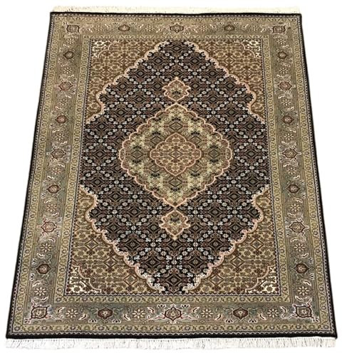 Teppich Handgeknüpft Orientteppich Täbriz Mahi Bidjar Creme Rot 125x188 cm M10