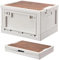 lcvtos Caja de almacenaje Plegable, Caja de Camping con Tapa de Madera, Organizador Almacenamiento de Plástico Apilable Multifuncional para Senderismo, Camping, Picnic, Pesca(30L)