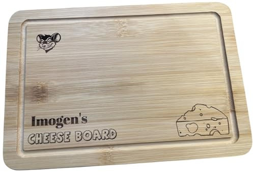 Ashton and Finch Personalised Bamboo Cheese Board – Custom Engraved with Mouse and Cheese Design – Gift for Lovers