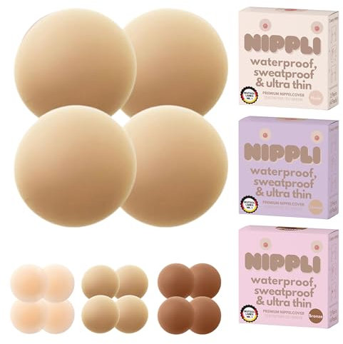 Nippli Premium Nippelcover – Nippelpads Waschbar & Wiederverwendbar – Nippelcover ultradünn aus Silikon [8cm] – Selbstklebende Nippel Cover