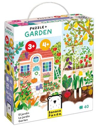Banana Panda What Grows in The Garden? Puzzle Set for Kids | 40-Piece Puzzle + 32 Tiles + Educational Poster | Nature Learning Toy for Age 3+ | Fruits & Vegetables Game for Preschoolers
