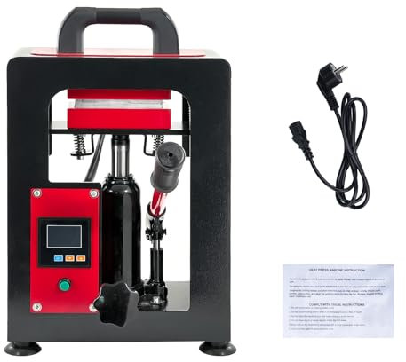 BOROCO 5 Tonnen Manuelle Hydraulische Heißpressmaschine,300W 220V Rosin Presse Extraktion Maschine, Präzise Temperaturkontrolle Doppelheizplatte Kolophonium-Extraktionsmaschine (EU）