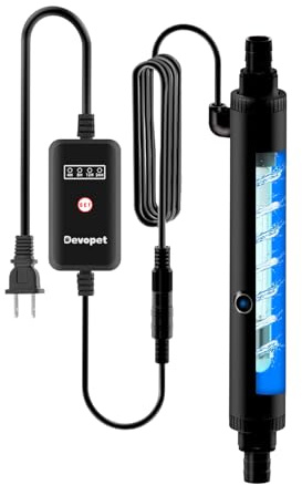 Devopet Aquarium U-V Light, Al-gae Clean Light for Fish Tank, Green Water Clean Lamp with Timer, Amphibian Aquarium U-V Lamp for in-Line and in-Tank Use, for 75-120 Gallons Fish Tanks(10W)