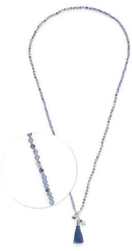 JEWELS BY LEONARDO Halskette Donna • lange Endlos-Kette aus silberfarbenem Edelstahl • Glasperlenkette in kühlen Blautönen • 80 cm Länge • Schmuck Geschenk für Frauen • 024900