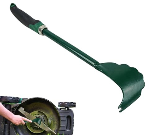 Schaber für Rasenmäher, Reinigungsbürste für Rasenmäher, Schaber mit harten Borsten mit langem Griff, für Garten, Rasen und Außenbereiche