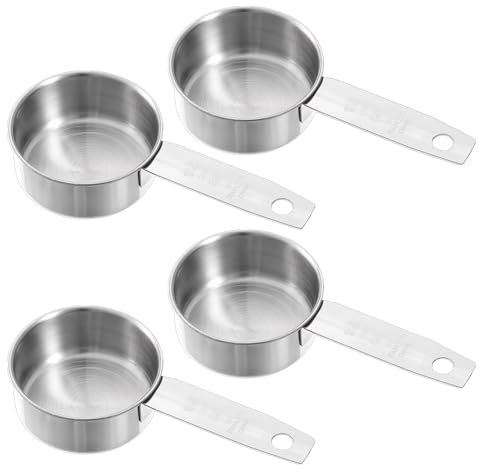 2 cucharas de café de 60 ml, cucharas medidoras de acero inoxidable, juego de tazas medidoras de mango largo, cucharas medidoras, cucharas, tazas de medición, juego de cocina para líquidos, sólidos