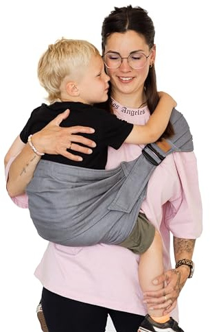 Qookie® GO Hüfttrage Slate – Ergonomische Baby- & Kleinkindtrage, kompakt & schnell | ab 6 Monate bis 5 Jahre | bis 20kg | 100% Bio-Baumwolle | Gr. 74–122