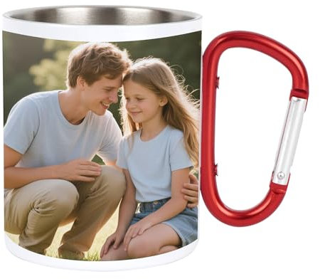 MEGAUK Edelstahl Tasse mit Bild Text Logo Bedrucken Lassen - Personalisierte Foto Tasse - Kaffeebecher Selbst Individuell Gestalten Custom Coffee Mug Cup (08602 Rot)
