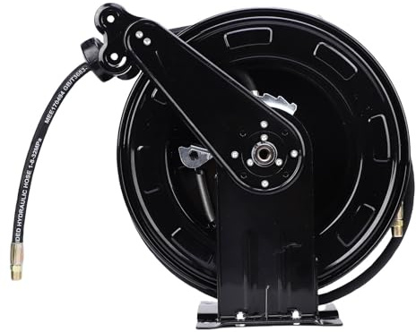 Yechiry Avvolgitubo per Idropulitrice, Riavvolgimento Automatico Retrattile 3/8 Pollici X 49,21 Piedi per Carichi Pesanti, Bloccaggio della Lunghezza, 4 Connettori, Bracci Regolabili