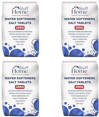 Home Stuff Water Softener Salt Tablets 25kg (Pack of 4) – High-Purity Food-Grade Salt for All Water Softeners, Fast-Dissolving, Limescale Protection, Hard Water Treatment, Compatible with All Machines