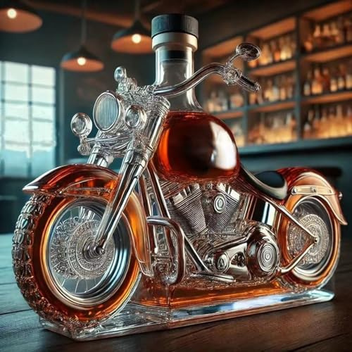 300ml Motorcycle Whiskey Decanter, Glass Liquor Bottle Art Statue, Decorative Whiskey Holder for Home Bar & Dining Room