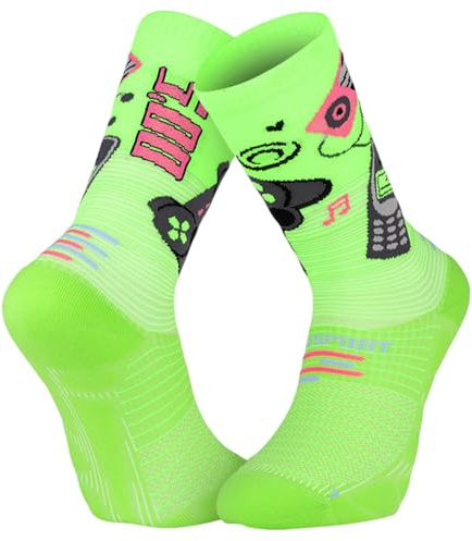 BV Sport Chaussettes Run Marathon High Générations 2000s Collection, Unisexe-Adulte, vert fluo, 42-44