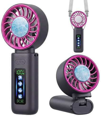 TranRantic Portable Handheld Turbo Fan with Ice Cooler Dark Gray | USB Rechargeable Hand Fan with 4000mAh Battery, 4 Speed Personal Mini Fan 120° Foldable for Home Office Travel Accessories