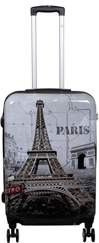 Trendyshop365 Polycarbonat Reisekoffer Trolley Hartschale - Design Eiffelturm Paris Frankreich (Citykoffer - Größe M)