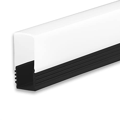 INNOVATE 2m Aluminium Profil - Alu Profil Schiene Leiste LED Streifen - U-Profile für LED Stripes LED Streifen (Alu U-Profil bis max. 12mm Breite schwarz - hohe milchige Abdeckung)