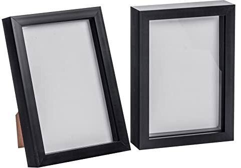 Nicola Spring 3D Shadow Box Photo Frame - A5 (6 x 8) - 3D Photo Frame Picture Frame Memory Box Display Case for Photos, Memorabilia, Artworks, Crafts, Decoration, A5(6x8inch) Black - Set of 2