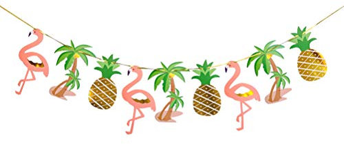 Amosfun Banner Ananas Flamingo Girlande Hawaii Tropical Party Geburtstag hängende Dekoration für Party