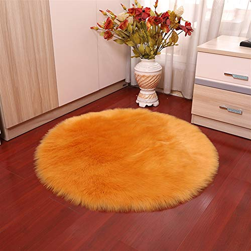 Insun Faux Lammfell Schaffell Teppich Flauschig Weiche Nachahmung Wolle Runden Teppich Langflor Matte für Wohnzimmer Schlafzimmer Kinderzimmer Auto Orange 180cm Durchmesser