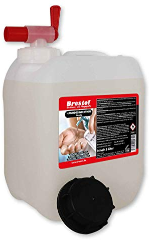HANDDESINFEKTION Liquid 5 Liter + 1x 51 mm Auslaufhahn Desinfektionsmittel für Hand Haut Oberflächen Hände Desinfektion Händedesinfektion Desinfektionsflüssigkeit Oberflächendesinfektion