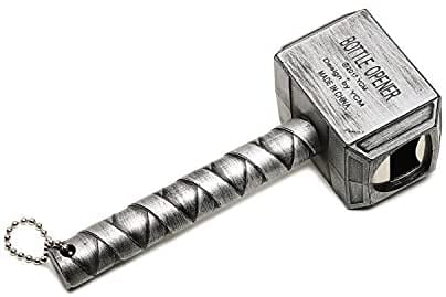 Thor Hammer Flaschenöffner 20cm Bieröffner Groß Ideal als Geschenk - Bar Bieröffner Wein mjölnir Kapselheber (Silber)