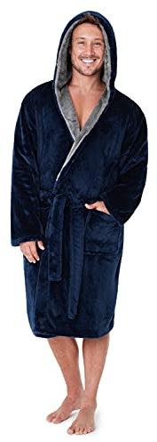 CityComfort Vestaglia Uomo Invernale, Vestaglia da Notte in Pile Morbida e Calda (Blu Navy, XXL)