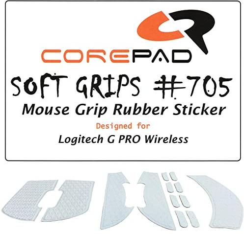 Corepad Soft Grips - Selbstklebende vorgeschnittene Anti-Rutsch Aufkleber für PC Gaming Mäuse (White, Logitech G PRO Wireless)