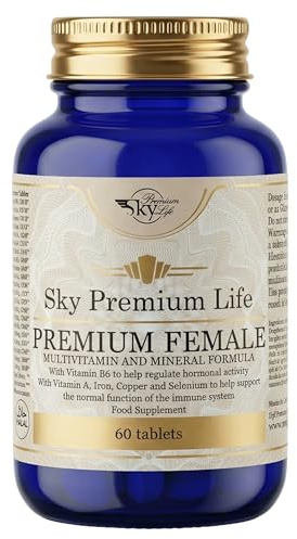 Sky Premium Life Women’s Multivitamin Minerals 23 Nutrients 60 Tablets | Women’s multivitamin and minerals with 23 nutrients, biotin, iron, zinc and vitamin D3 in 60 tablets, gluten-free and Halal
