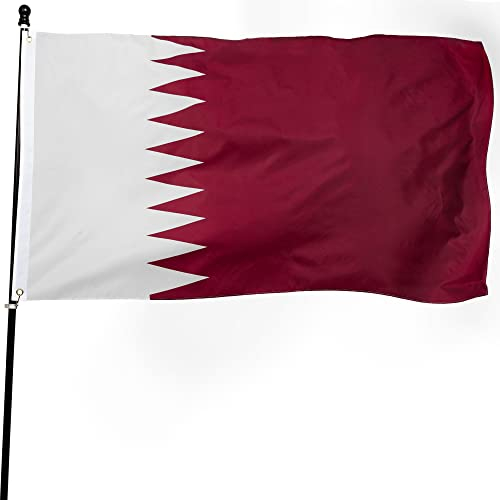 DANF Qatar-Flagge, 90 x 150 cm, dickes Polyester, lichtbeständig, Messingösen, Segeltuch-Header Qatar-Nationalflaggen mit 0,9 x 1,5 m