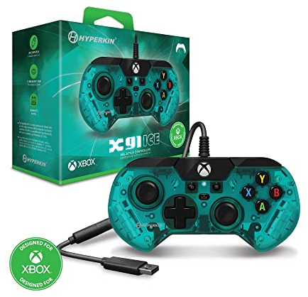 Hyperkin X91 Ice Wired Controller for Xbox Series X | S/Xbox One/Windows 10/11 - Officially Licensed By Xbox (Aqua Green)
