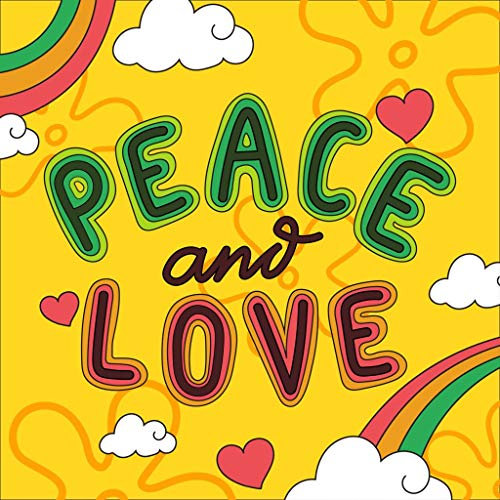 Poster Plakat Peace and Love Regenbogen Hippie Psychedelic 70er Jahre Farben