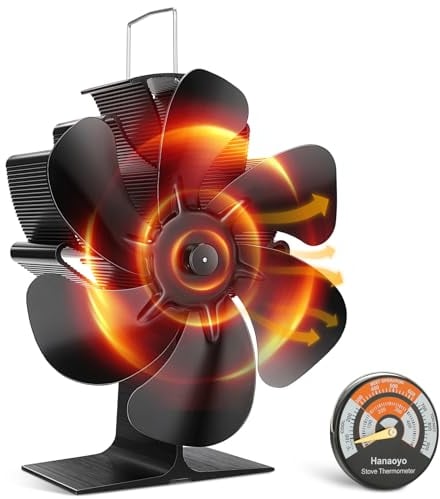 Hanaoyo Stove Top Fan - 6 Blade Log Burner Fan, Wood/Fireplace, Silent Operation