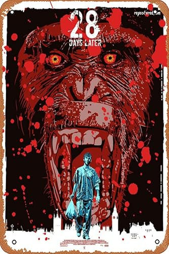 Letrero de estaño vintage 28 días más tarde divertido clásico bar musical pub café pared cocina baño póster karaoke decoración retro arte decoración del hogar cartel metal 8 x 12 pulgadas