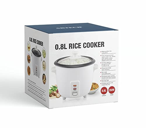 ADEPTNA Premium Rice Cooker Non-Stick Removable Bowl – Cook and Warm Functions - Includes Measuring Cup and Spoon (0.8L CAPACITY)