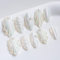 Sun&Beam Nails Handmade Press-on Medium Long Amlond White Sweet Pearl Rhinestone Design Fashion False Nail Tips 10 Pcs Set (#030 XS)