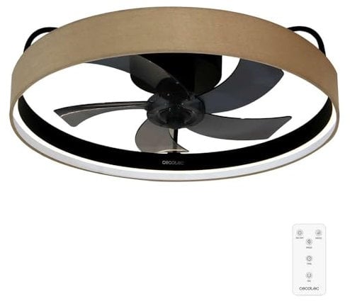 Cecotec Ventilador de Techo con Luz con Mando EnergySilence LampAero 650 Beige Design. Motor DC, 20W, LED de 45W, 5 Aspas de 17, 6 Velocidades, 3 Tonos de Luz, Temporizador, Modo Winter/Summer