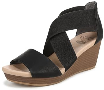 Dr. Scholl's Shoes Womens Barton Band Wedge Black Smooth 8 M