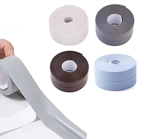 XQZMD Selbstklebende Dichtband, Wasserdichtes PVC Anti-Schimmel Dichtungsband für Badezimmer, Küche, Badewanne, Wand und Toilette, Wandboden (25M-Hellgrau)